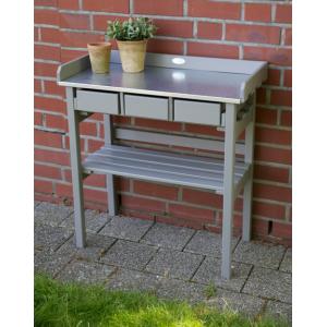 Tuinwerktafel met lades grijs